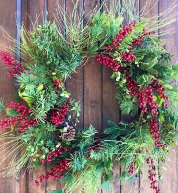Red Berry and Pine Cone Wreath