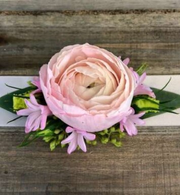 Ranunculus Wrist Corsage with Ribbon Tie